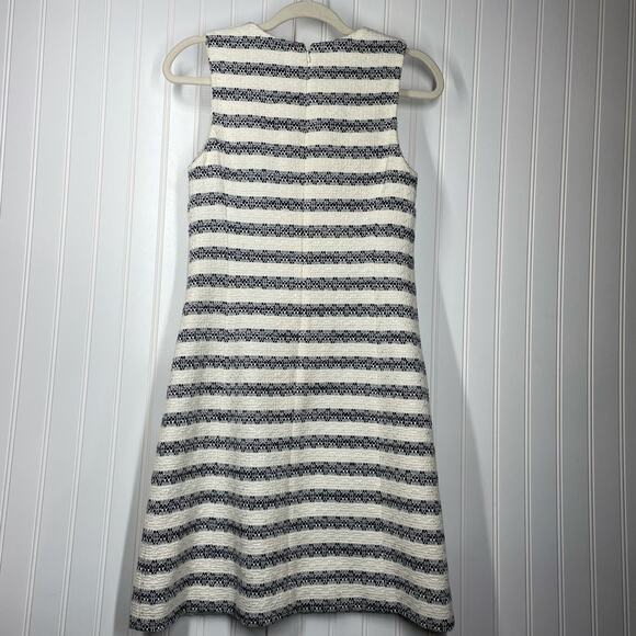 J.Crew Women’s White & Blue Sleeveless V-Neck Back Zip Fit & Flare Dress Size 0 - Picture 12 of 12